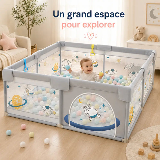 Parc bébé XXL 180×200 cm - Grand espace | Évolia