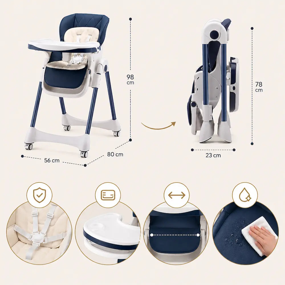 Chaise haute bébé évolutive - Pliable | Léalia