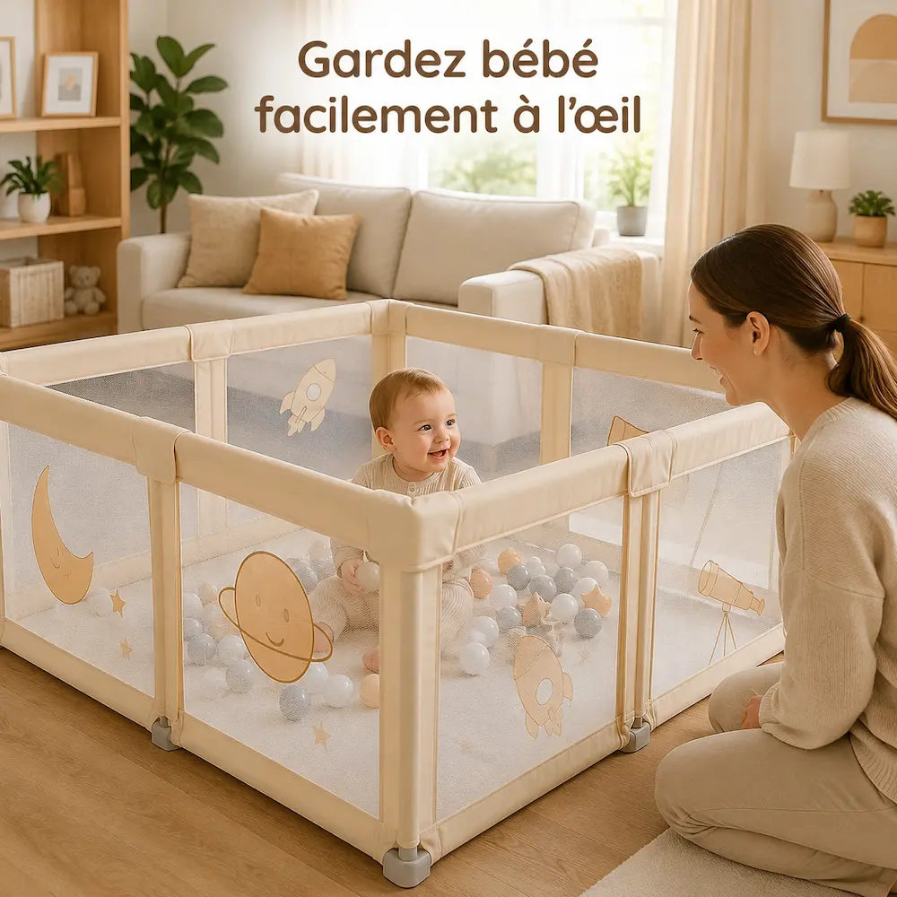 Parc bébé pliable 130×130 cm - Avec tapis | Léapark