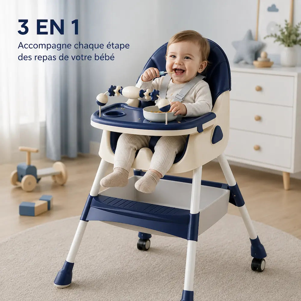 Chaise haute bébé 3 en 1 - Évolutive | Élyna