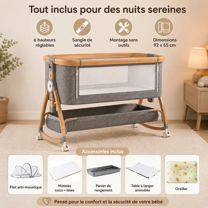 Lit cododo réglable finition bois - Proche de bébé | Lévia