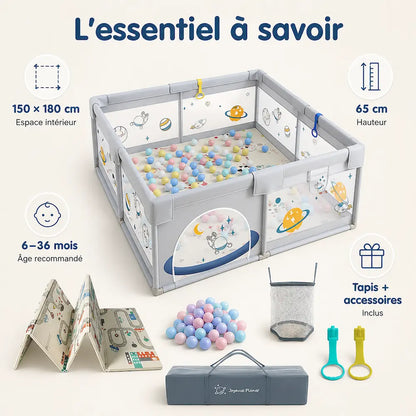 Parc bébé XXL 150×180 cm - Grand espace | LéaSpace
