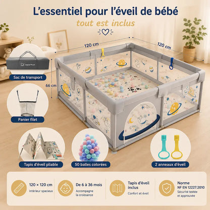 Parc bébé 120×120 cm - Espace sécurisé | Léana
