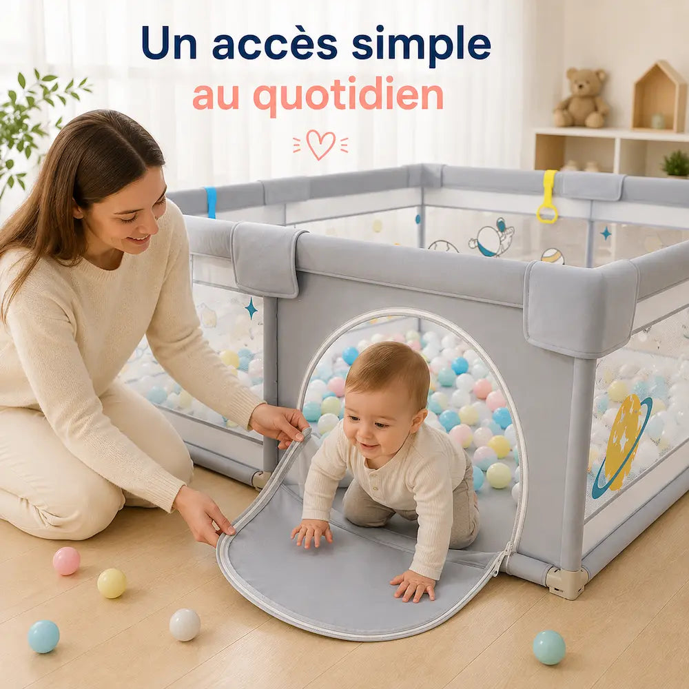 Parc bébé XXL 180×200 cm - Grand espace | Évolia