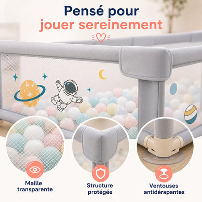 Parc bébé XXL 180×200 cm - Grand espace | Évolia
