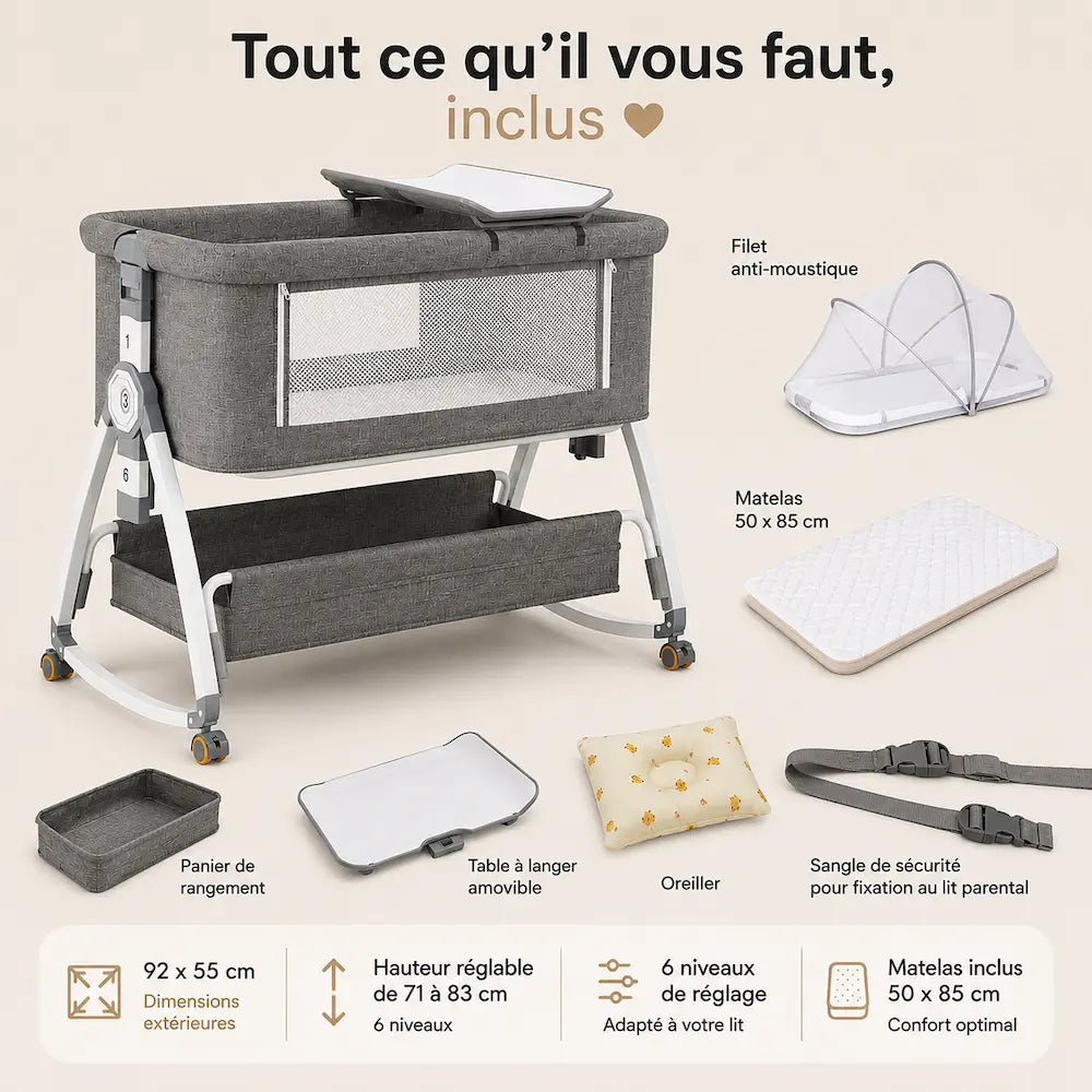 Lit cododo réglable - Bébé tout près | Nuvéa
