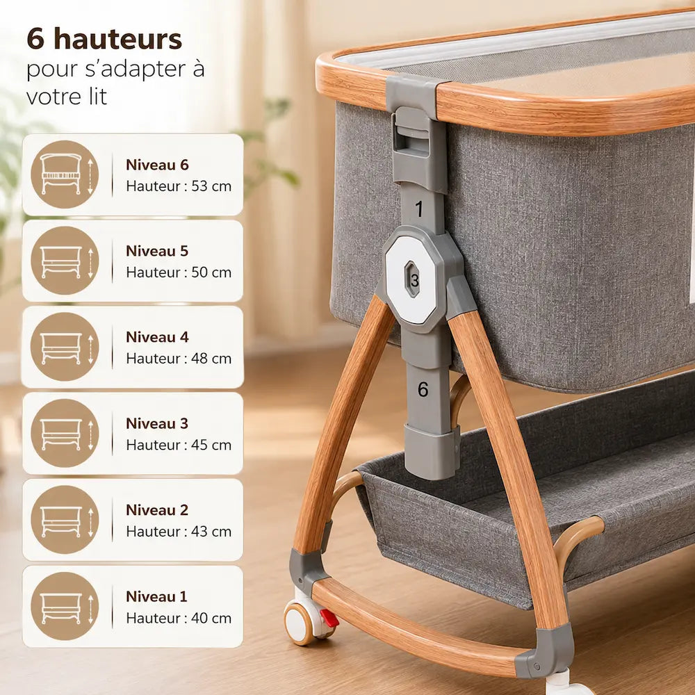 Lit cododo réglable finition bois - Proche de bébé | Lévia